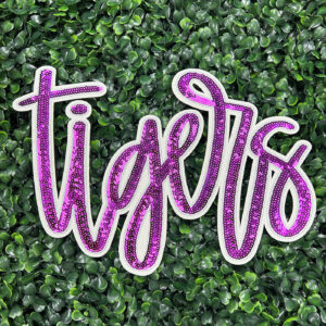 sports sequin patch; customization available; iron on backing.